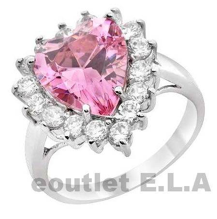 8.15ct CZ HEART COCKTAIL RING SOLID SILVER-size 6